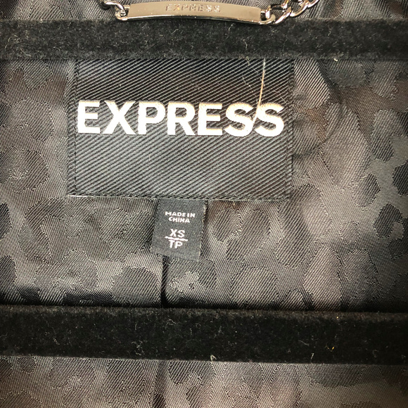 Express - Black White Twill Tweed Coat - xs - Picture 4 of 8
